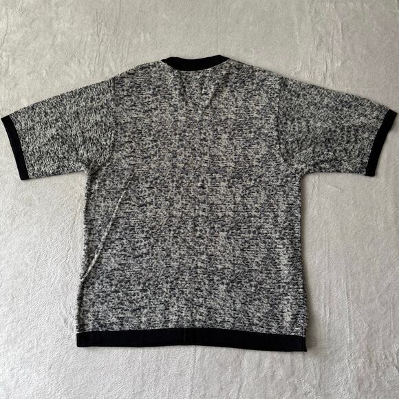 Vintage Fiji Made in Italy Short Sleeve Sweater T-Shirt Men’s Large Gray Black - Picture 2 of 7